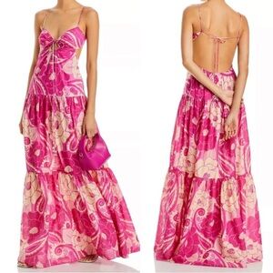 NWT FARM Rio Tropical Groovy Pink Maxi Dress